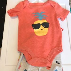 Boy Pineapple Print shirt Set. Size 0/3 Months